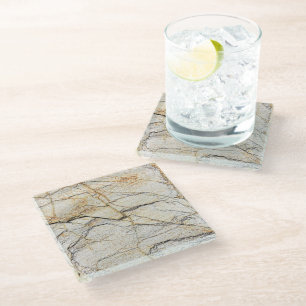 Brown and Black Textured Mable Stone  Glass Coaster