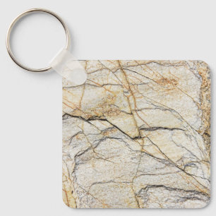 Brown and Black Textured Mable Stone Key Ring