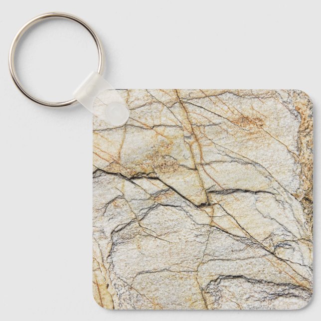Brown and Black Textured Mable Stone  Key Ring (Front)
