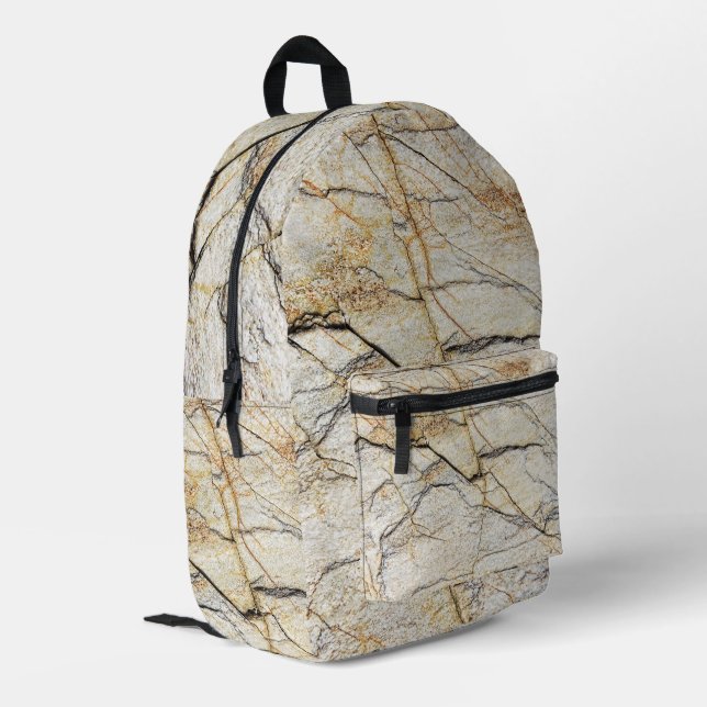 Brown and Black Textured Mable Stone  Printed Backpack (Back Corner Left)