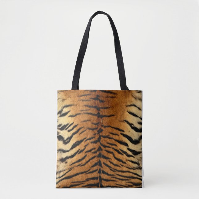 Brown and black tiger pattern textile  tote bag (Front)