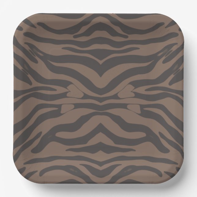 Brown and black tiger stripes  paper plate (Front)