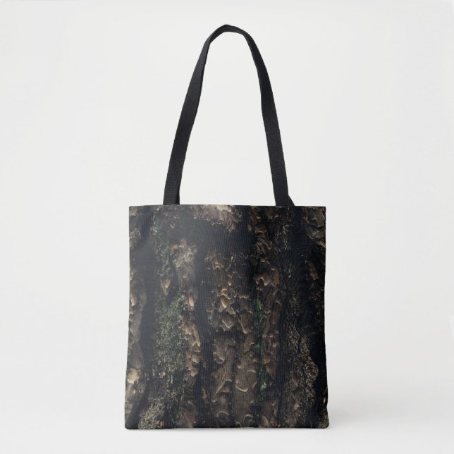 Brown and black tree trunk tote bag (Front)
