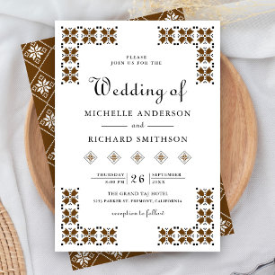 Brown and Black Ukrainian Embroidery Wedding Invitation