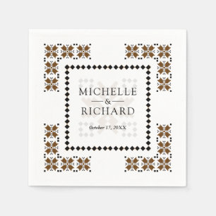 Brown and Black Ukrainian Embroidery Wedding Napkin