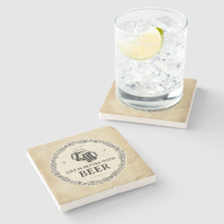 Brown and Black Vintage Beer Bar Business Coaster