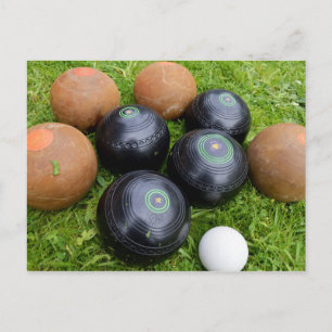 Brown And Black Vintage Lawn Bowls, Postcard