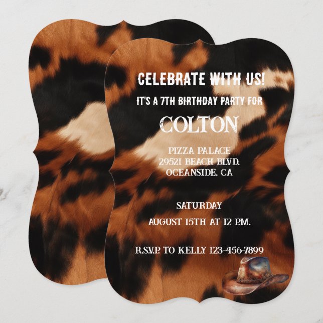 Brown and Black Western Cowhide Invitation (Front/Back)