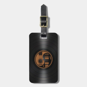 Brown and Black Yin Yang Guitars Vinyl Graphic Luggage Tag