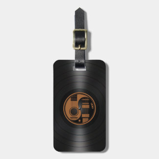Brown and Black Yin Yang Guitars Vinyl Graphic Luggage Tag