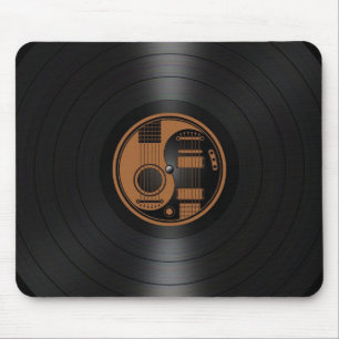 Brown and Black Yin Yang Guitars Vinyl Graphic Mouse Mat