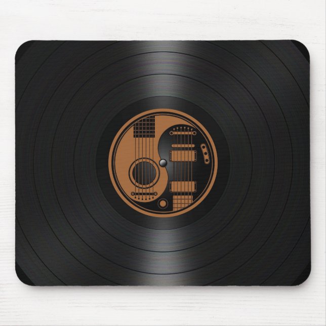 Brown and Black Yin Yang Guitars Vinyl Graphic Mouse Mat (Front)