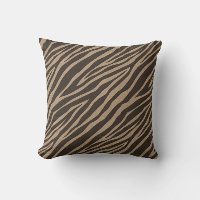 Brown and Black Zebra Print Cushion (Front)