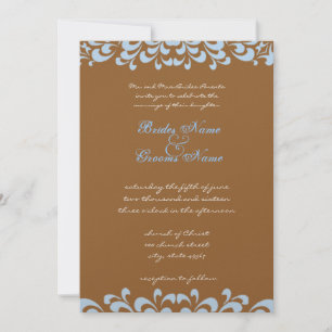 Brown and Blue Abstract Floral Wedding Invitation