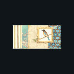 Brown and Blue Bird on a Branch Looking Up Canvas Print<br><div class="desc">Meagan Meagher is a talented abstract and designer. This painting contains many different neutral and vivid colours like teal-blue,  beige and light yellow. The frame around the bird adds a classy touch. Customise your favourite Zazzle product using this beautiful image.</div>