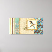 Brown and Blue Bird on a Branch Looking Up