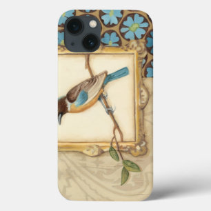 Brown and Blue Bird on a Branch Looking Up iPhone 13 Case