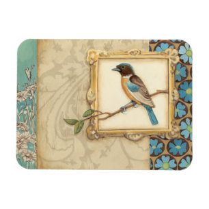 Brown and Blue Bird on a Branch Looking Up Magnet