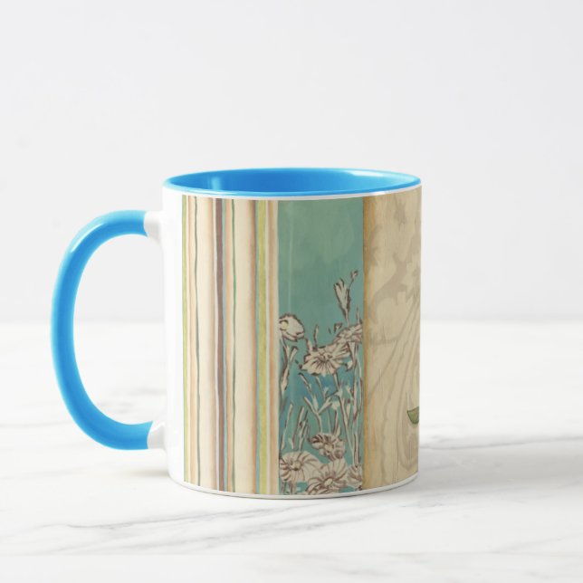 Brown and Blue Bird on a Branch Looking Up Mug (Left)