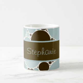 Brown and Blue Bubbles Personalised Coffee Mug