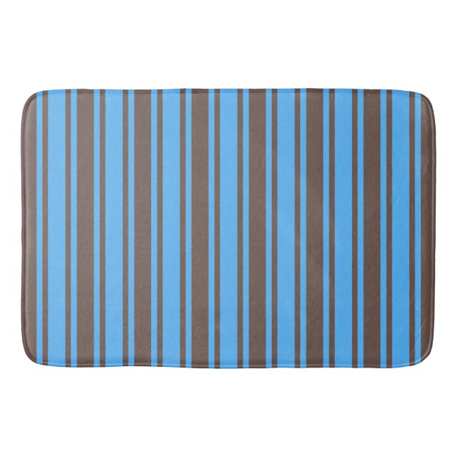 Brown and blue candy stripes bath mat (Front)