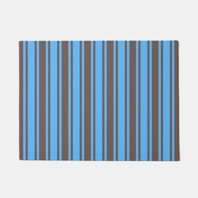 Brown and blue candy stripes doormat (Front)