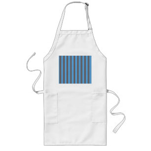 Brown and blue candy stripes long apron