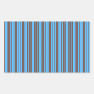 Brown and blue candy stripes rectangular sticker