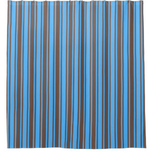 Brown and blue candy stripes shower curtain