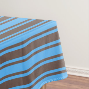 Brown and blue candy stripes tablecloth