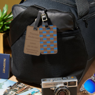 Brown and Blue Color Combination Luggage Tag