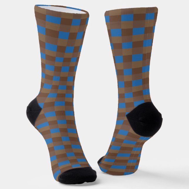 Brown and Blue Color Combination Socks (Angled)