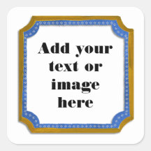 Brown and Blue Frame Add Your Text Sticker