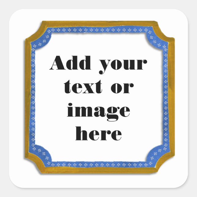 Brown and Blue Frame Add Your Text Sticker (Front)
