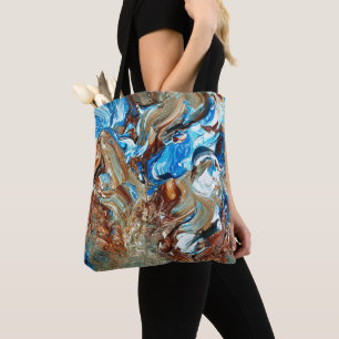 Brown and blue funky art bag