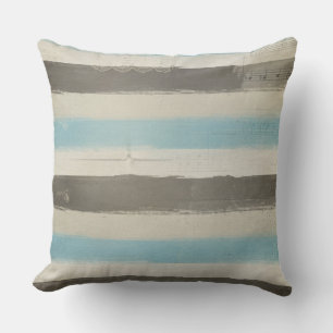 Brown and Blue Horizontal Stripes in Watercolor Cushion