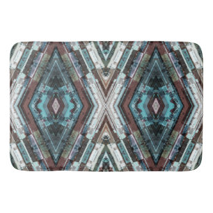 Brown And Blue Kaleidoscope Bath Mat