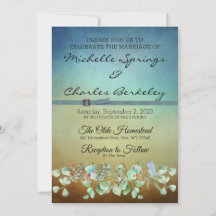 Brown and Blue Ombre Flat Wedding Invitation