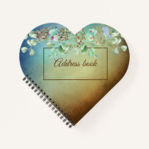 Brown and Blue Ombre Heart Address Book Notebook