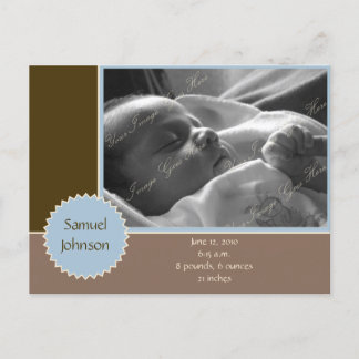 Brown and Blue Photo Announcement (Customisable) Postcard