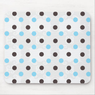 Brown and Blue Polka Dot Mouse Mat
