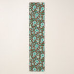 Brown and Blue Retro Mod Flowers  Scarf<br><div class="desc">Fun women's scarf pattern that features retro mod aqua blue and white flowers on brown background.  Be sure to check out the other clothing and accessories in this same pattern collection.</div>