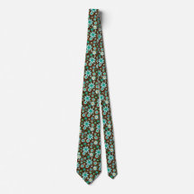 Brown and Blue Retro Mod Flowers