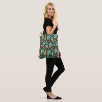Brown and Blue Retro Mod Flowers 