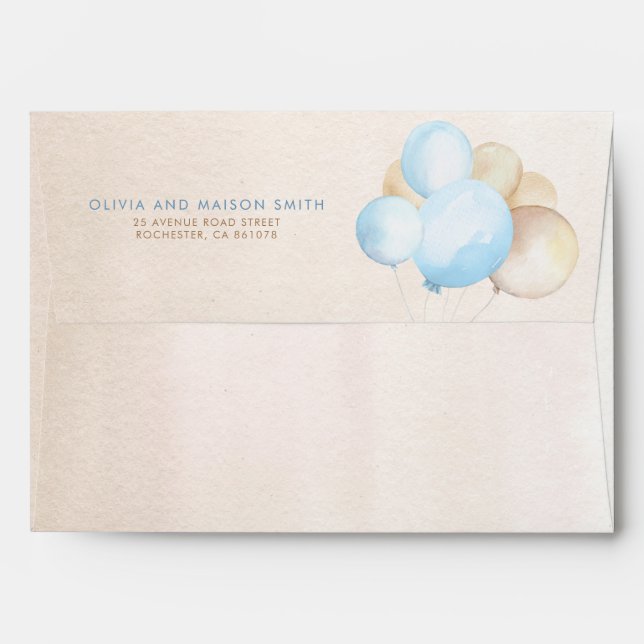 Brown and Blue Soft Pastel Balloons Envelope (Back (Top Flap))