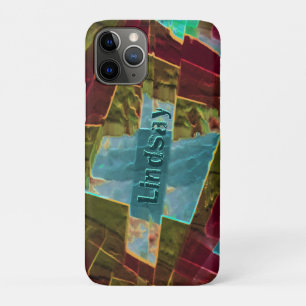 Brown and blue spotted looking carved wax iPhone 11 pro case