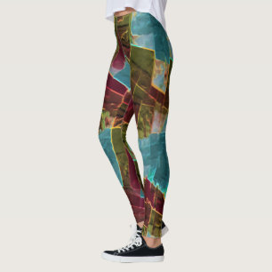 Brown and blue spotted looking carved wax leggings