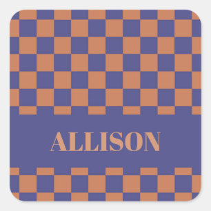 Brown and blue square blocks square sticker