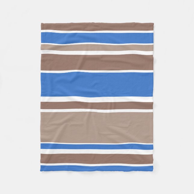 Brown and blue stripes fleece blanket (Front)