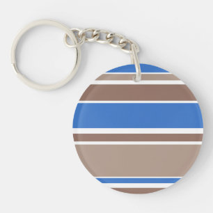 Brown and blue stripes key ring